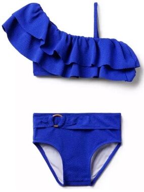 Janie and Jack baby girl Blue Ruffle Two-Piece Swim Set size 6-12m